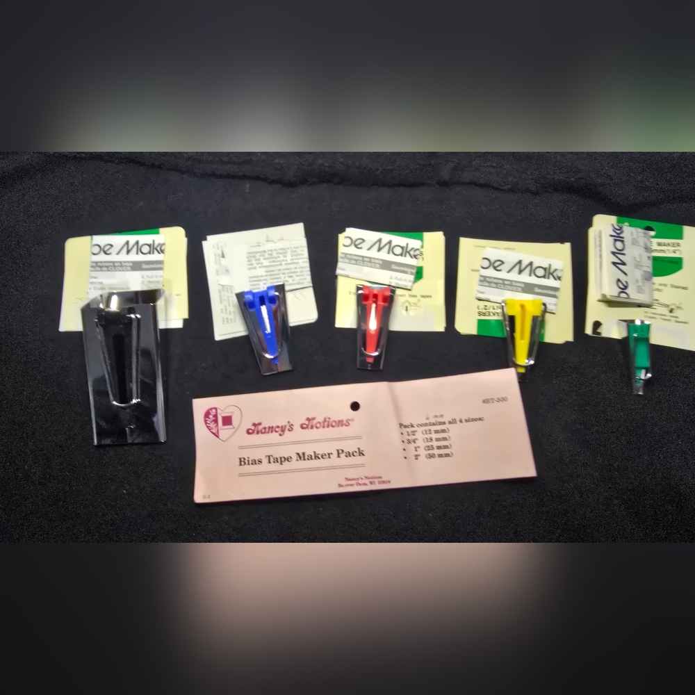 Bias Tape Maker Pack with Multicolor Makers